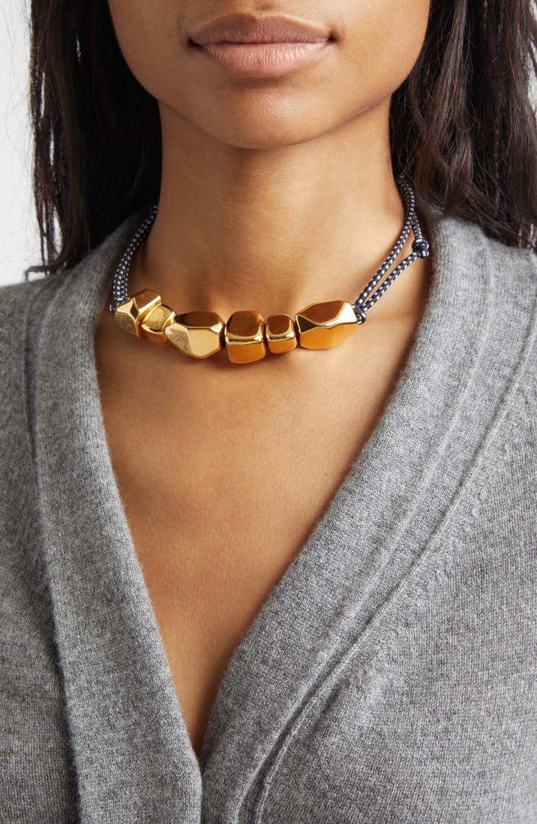 PLAN C Stone Cord Necklace, Alternate, color, Blue Gold