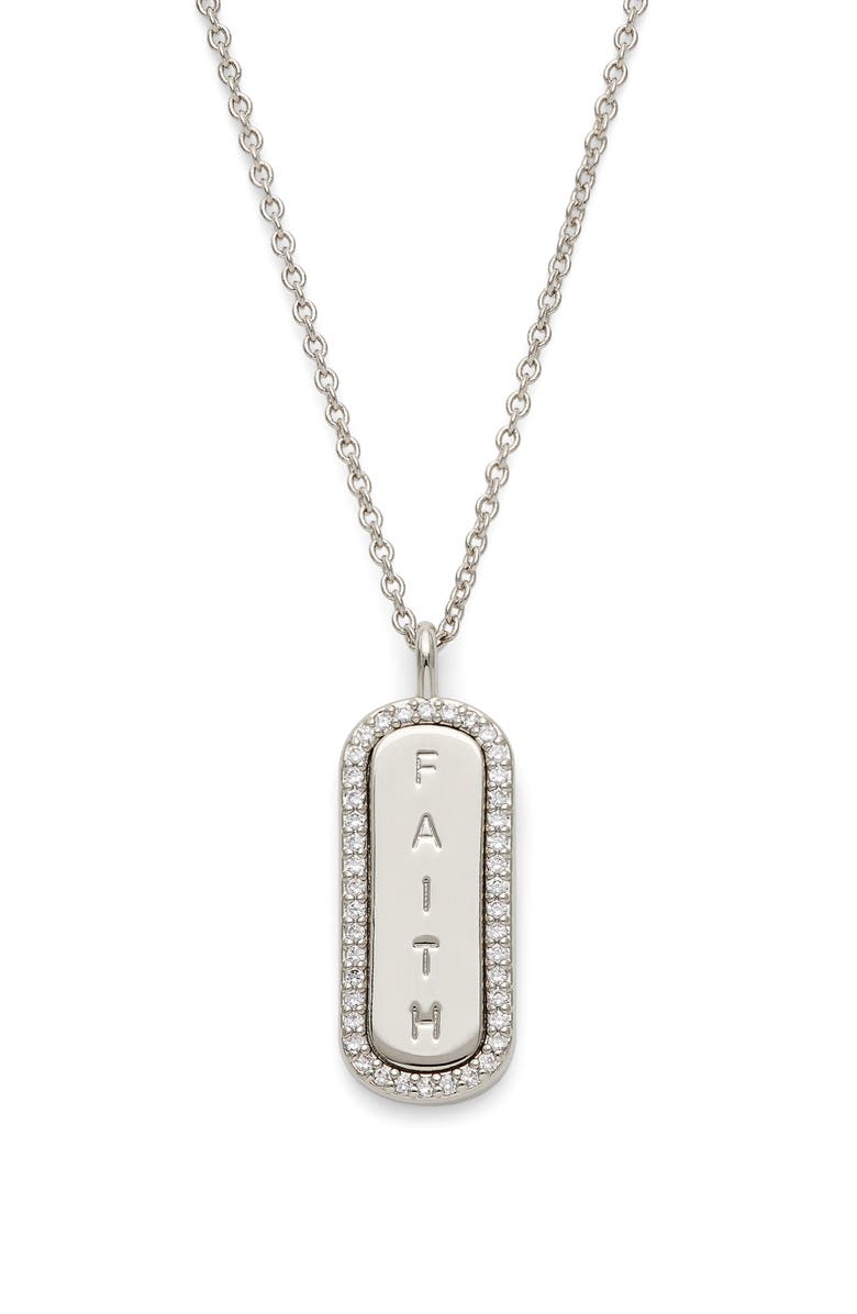 Nadri Faith Cubic Zirconia Dogtag Pendant Necklace, Main, color,
