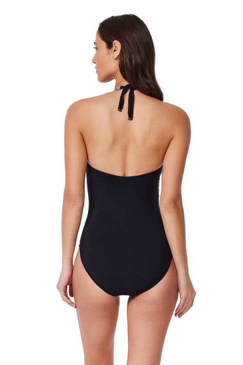 Profile By Gottex Retro Riviera Halter Netted Crochet One Piece In Multi
