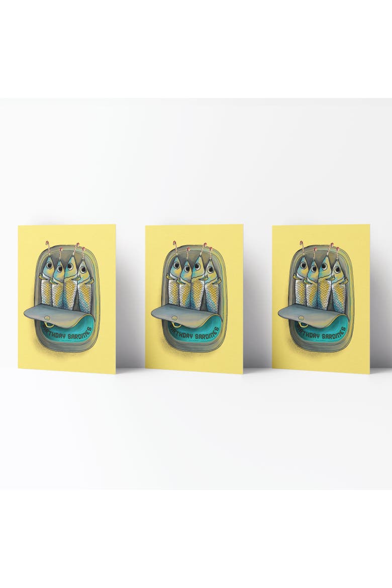Happy Birthday Greeting Card Pack (3ct) "Birthday Sardines", Main, color, Multi-Pack