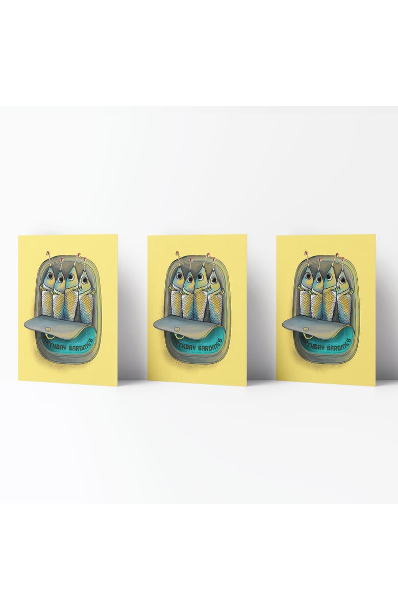 Ramus & Co Happy Birthday Greeting Card Pack (3ct) "Birthday Sardines", Main, color, Multi-Pack