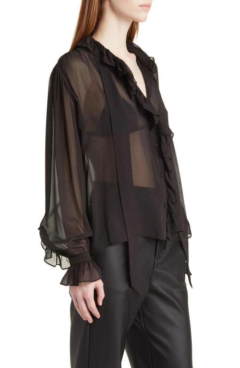 FRAME Ruffle Silk Shirt, Alternate, color,