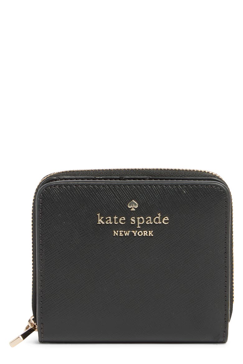 staci saffiano leather wallet, Main, color, BLACK