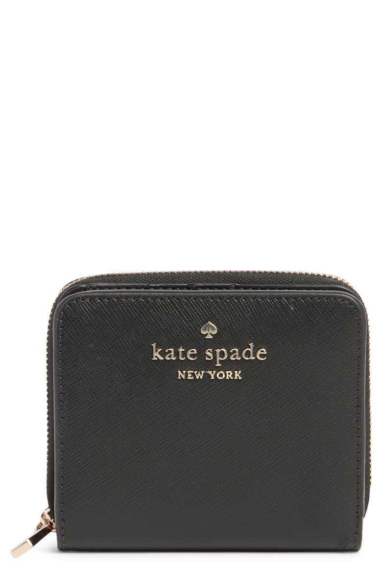 Kate Spade New York staci saffiano leather wallet, Main, color, Black