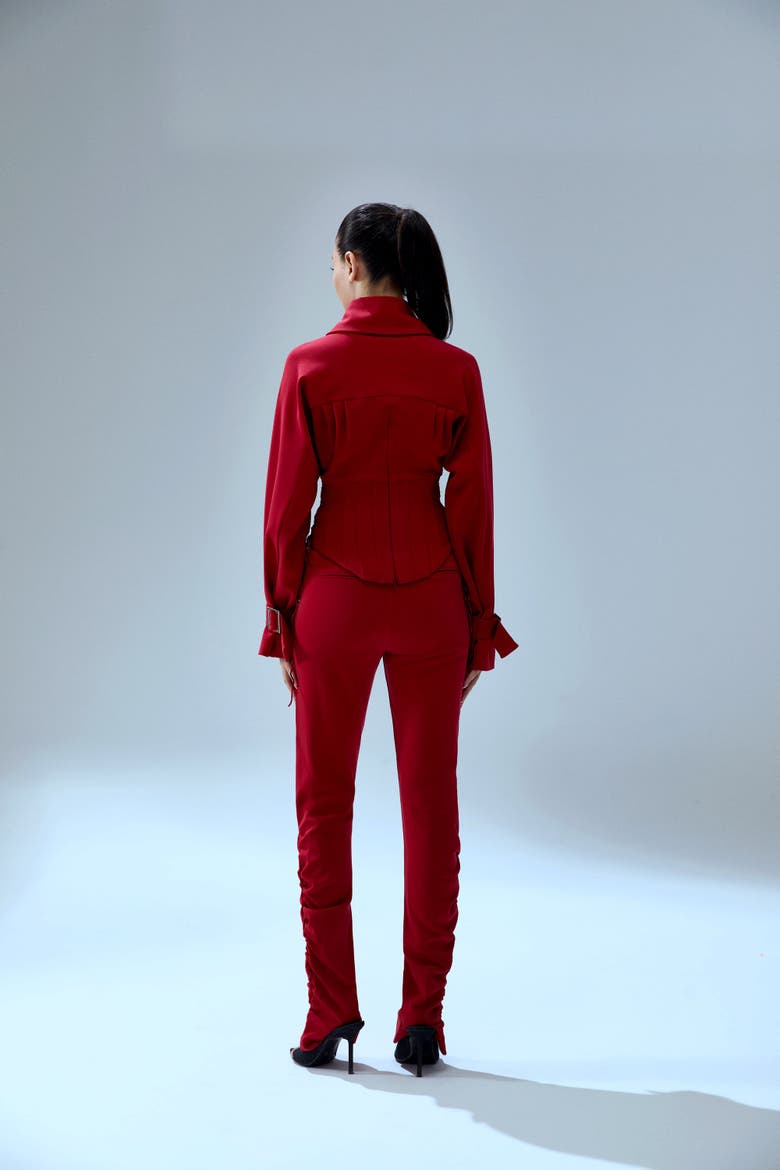 Wool Blend Your *Itch Corset Blouse, Alternate, color, Red