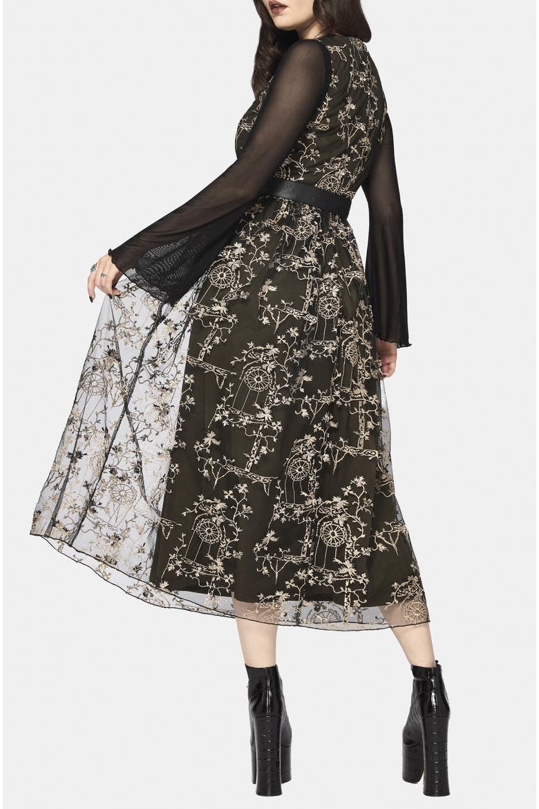Stellar Vine Embroidery Midaxi Dress, Alternate, color, Green