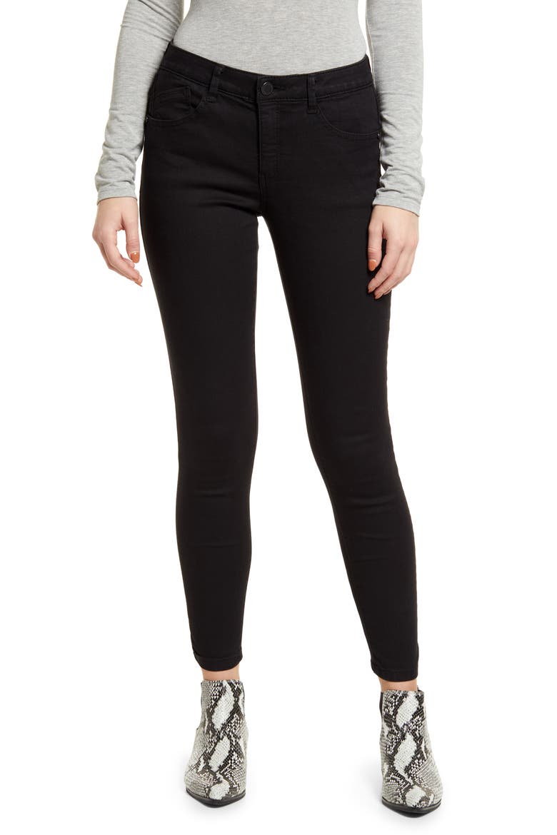 'Ab'Solution Stretch Skinny Jeans (Nordstrom Exclusive), Main, color, BLACK