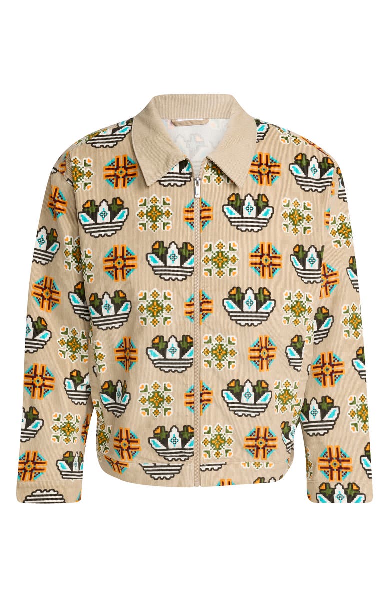 adidas Monogram Print Relaxed Fit Corduroy Coach Jacket, Alternate, color, 