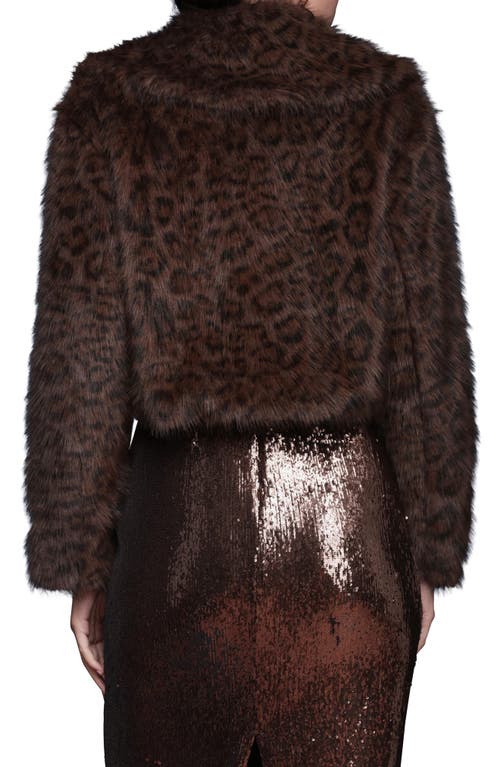 Avec Les Filles Stripe Faux Fur Crop Jacket In Brown