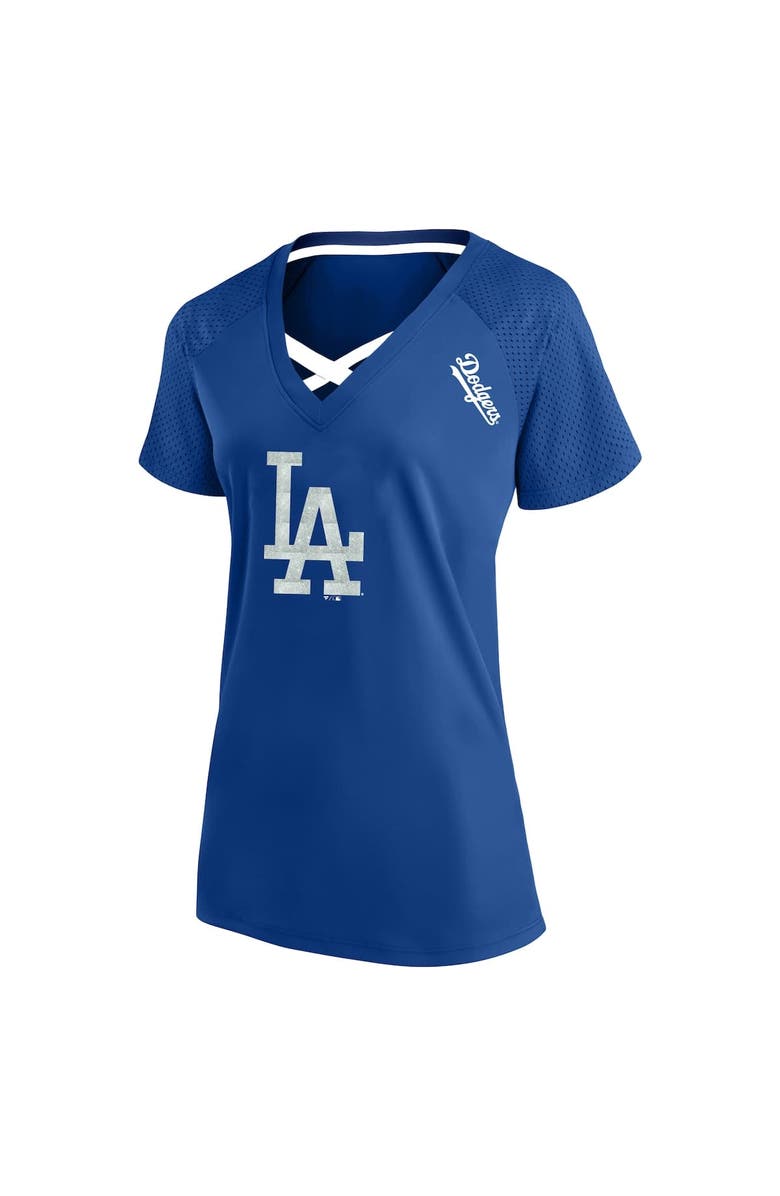 PROFILE Women's Profile Royal Los Angeles Dodgers Plus Size Glitter Raglan V-Neck T-Shirt, Alternate, color, 