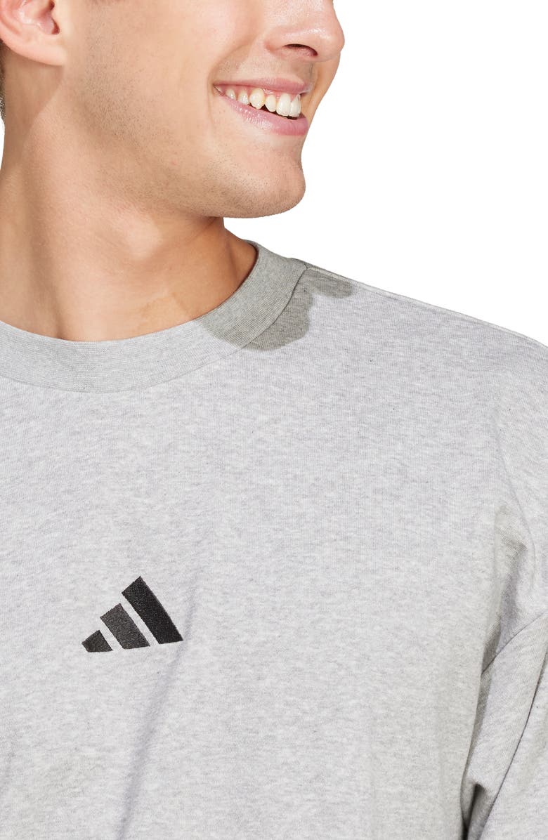 adidas Essentials French Terry Crewneck Sweatshirt, Alternate, color, Mgreyh/Bla