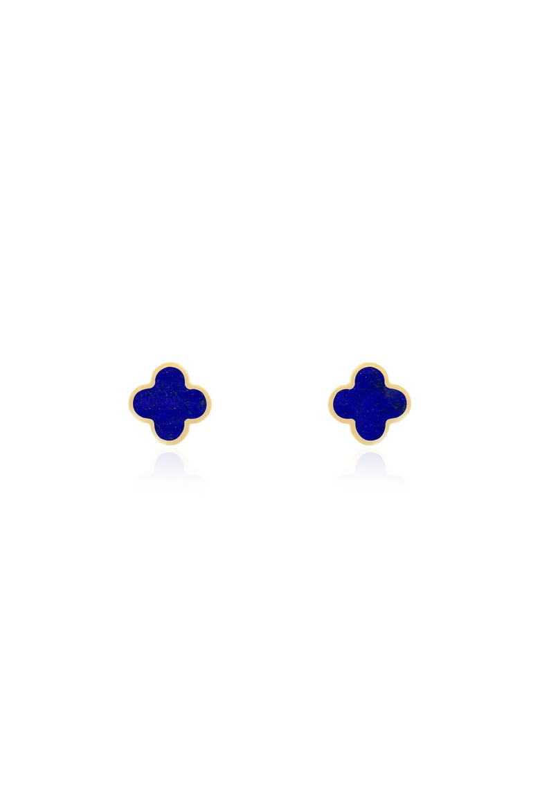 Mini Lapis Clover Stud Earrings, Alternate, color, Lapis