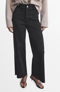 MANGO Catherin Frayed High Waist Wide Leg Culotte Jeans