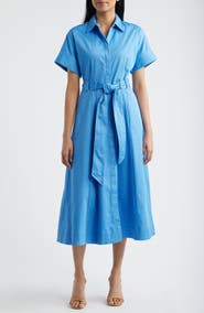 Anne Klein Grommet Belt Loop Midi Shirtdress