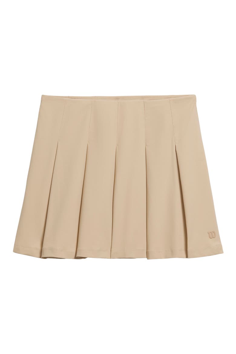 Classic Pleated Performance Miniskirt, Alternate, color, SAFARI