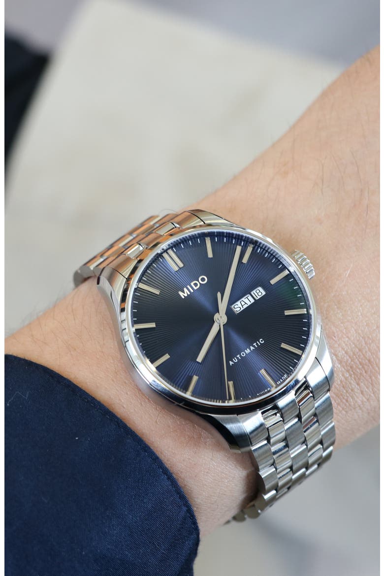 Belluna II Stainless Steel Strap Watch, Alternate, color, SILVER/ BLUE/ SILVER