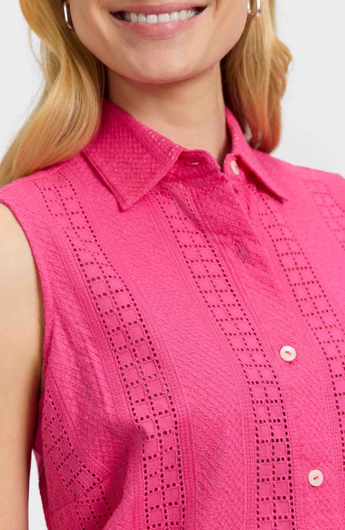 Foxcroft Ada Mixed Stitch Sleeveless Shirt In Pink Flambe