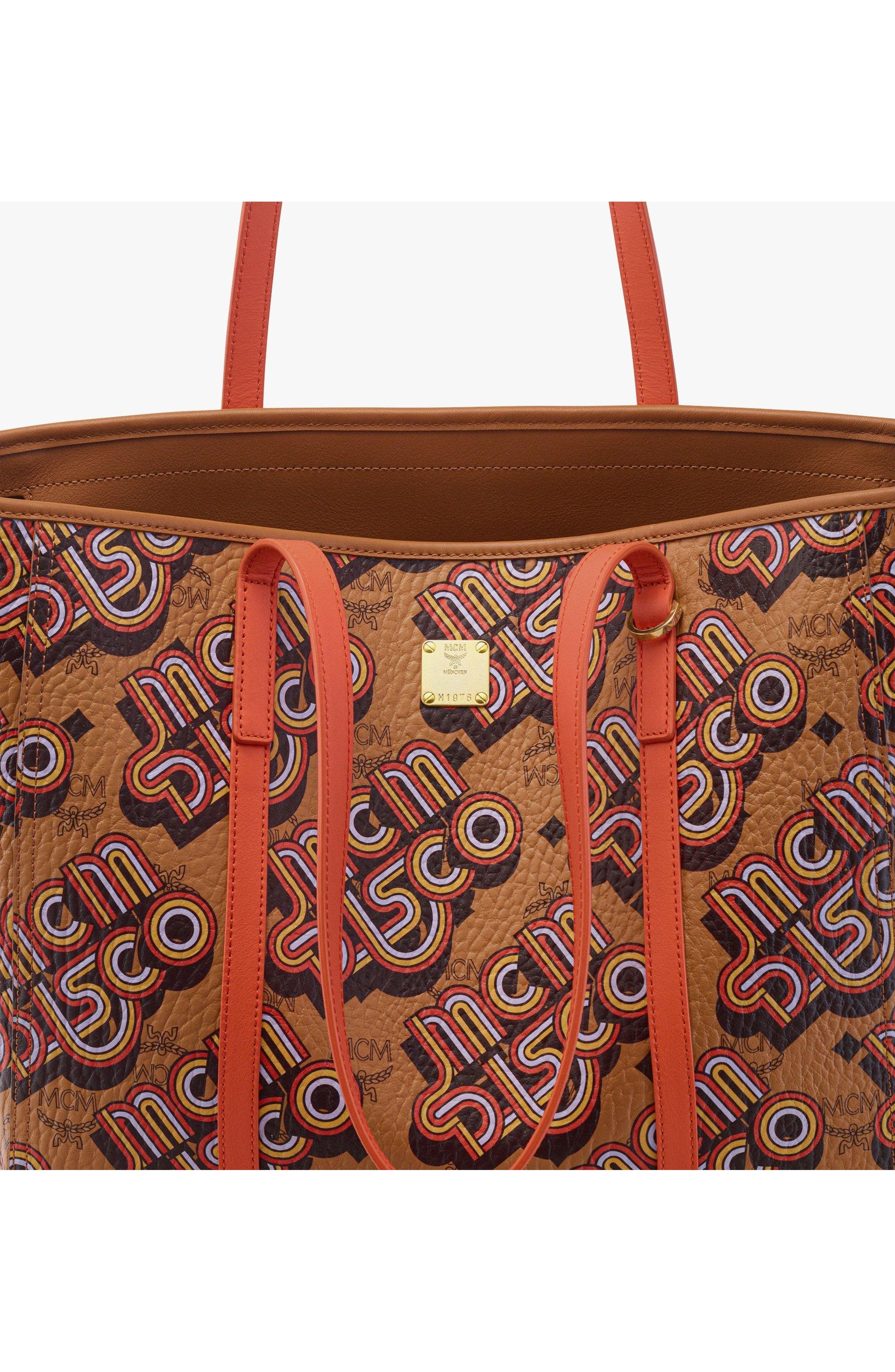 Medium Toni Top-Zip Shopper in Disco Visetos, Alternate, color, Brown