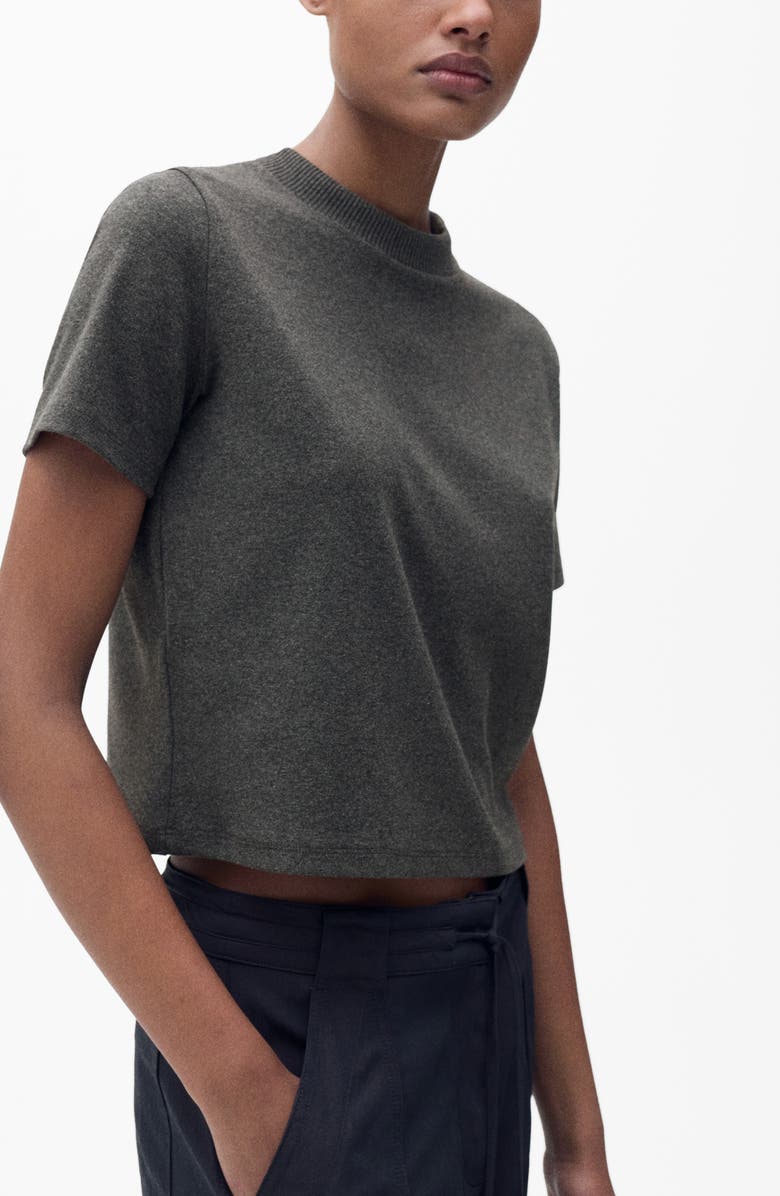 MANGO Crewneck Stretch Cotton Blend T-Shirt, Alternate, color, 