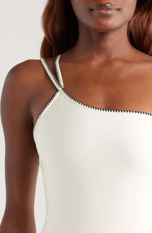Shop Boamar Aurora One-shoulder One-piece Swimsuit In Shimmer Ivory