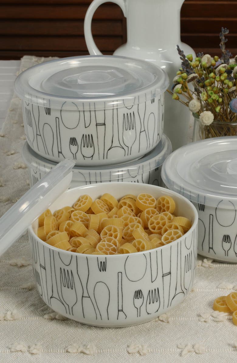 BIA Cordon Bleu Set of 4 Small Storage Bowls with Lids, Alternate, color, White