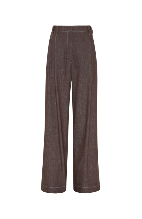 Brunello Cucinelli Wide Smart Trousers In Chocolate