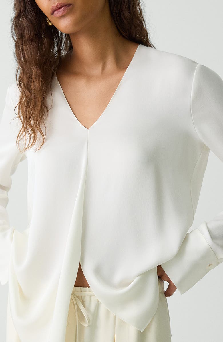 Theory Hidden Slit Silk Top, Alternate, color, Ivory