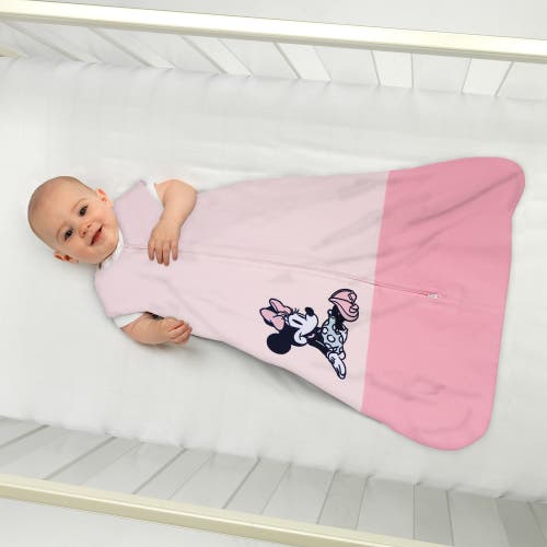 Lambs & Ivy Disney Baby Minnie Mouse Appliqued Cotton Wearable Blanket In Pink