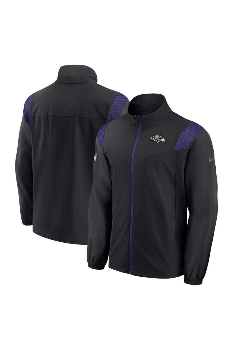 Men's Nike Black/Purple Baltimore Ravens Sideline Woven Logo Full-Zip Jacket, Main, color, Black
