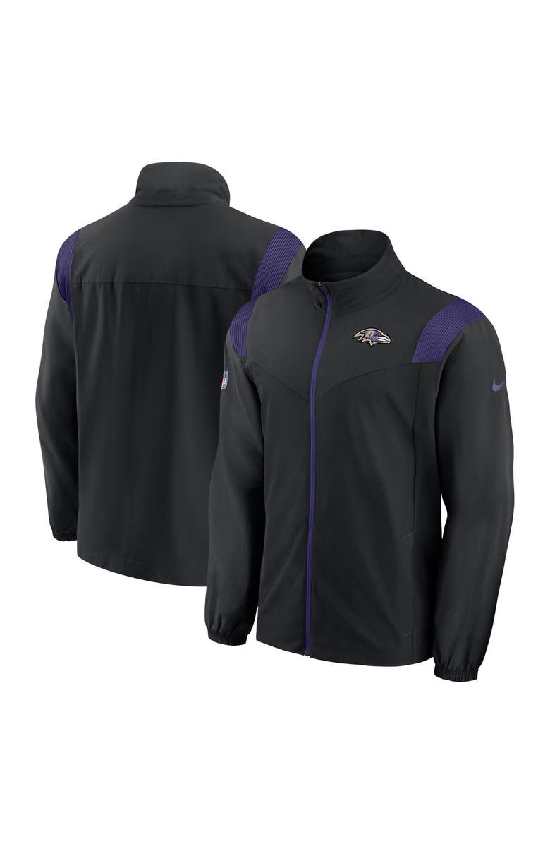 Nike Men's Nike Black/Purple Baltimore Ravens Sideline Woven Logo Full-Zip Jacket, Main, color, Black