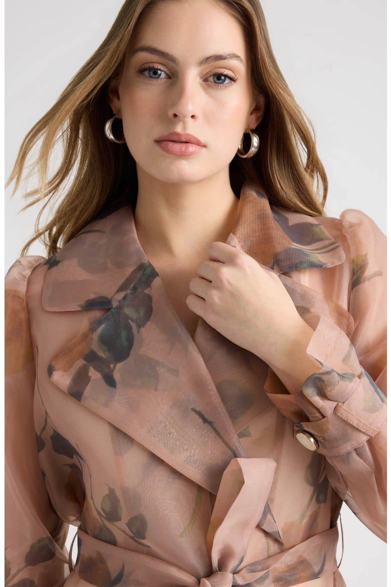 Floral Organza Trench Coat, Alternate, color, FLORAL