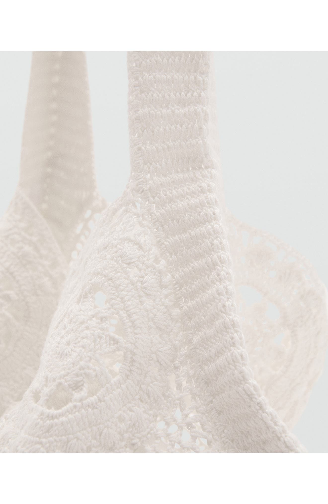 MANGO Crochet Shopper Bag, Alternate, color, White