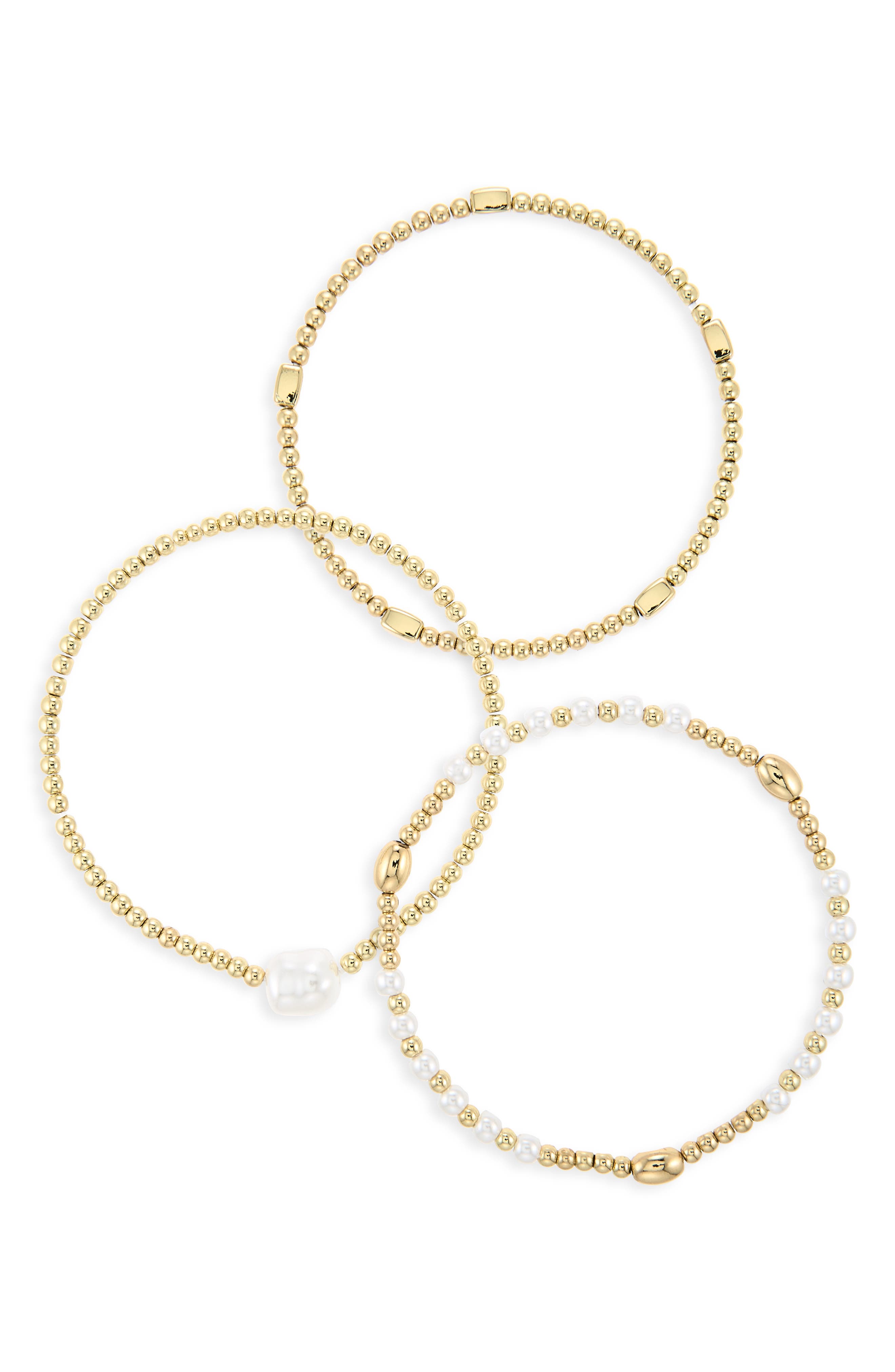 NORDSTROM RACK Demi Fine Set of 3 Faux Pearl Beaded Stretch Bracelets