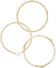 NORDSTROM RACK Demi Fine Set of 3 Faux Pearl Beaded Stretch Bracelets