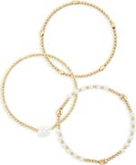 NORDSTROM RACK Demi Fine Set of 3 Faux Pearl Beaded Stretch Bracelets