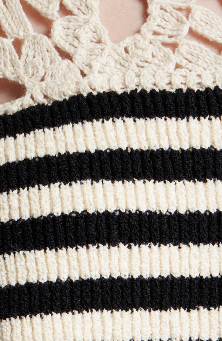 FRAME The Coastal Stripe Crochet Cardigan, Alternate, color, Cream Multi