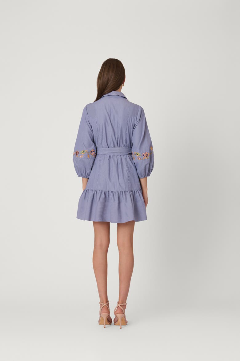 Embroidered Pinstripe Gwen Dress, Alternate, color, Lapis Multi