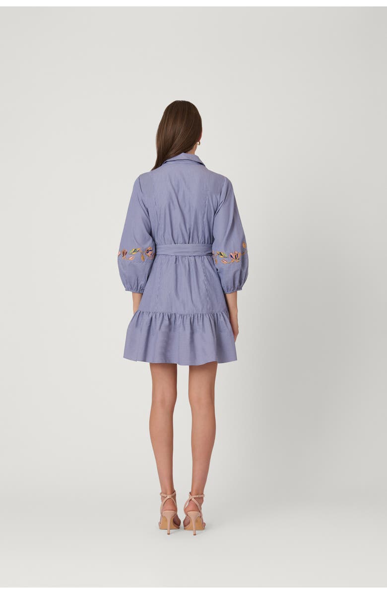 Shoshanna Embroidered Pinstripe Gwen Dress, Alternate, color, Lapis Multi