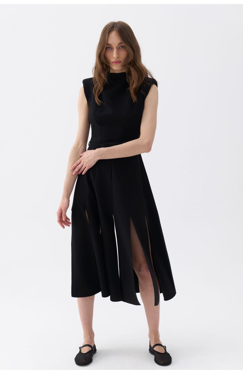Nocturne Padded Shoulder Midi Dress, Main, color, 
