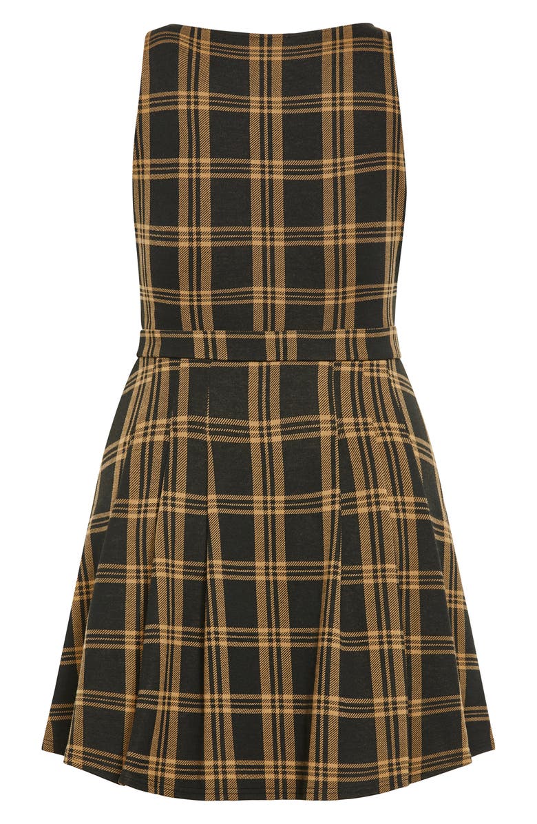 City Chic Miss Molly Sleeveless Plaid Minidress, Alternate, color, Caramel Check