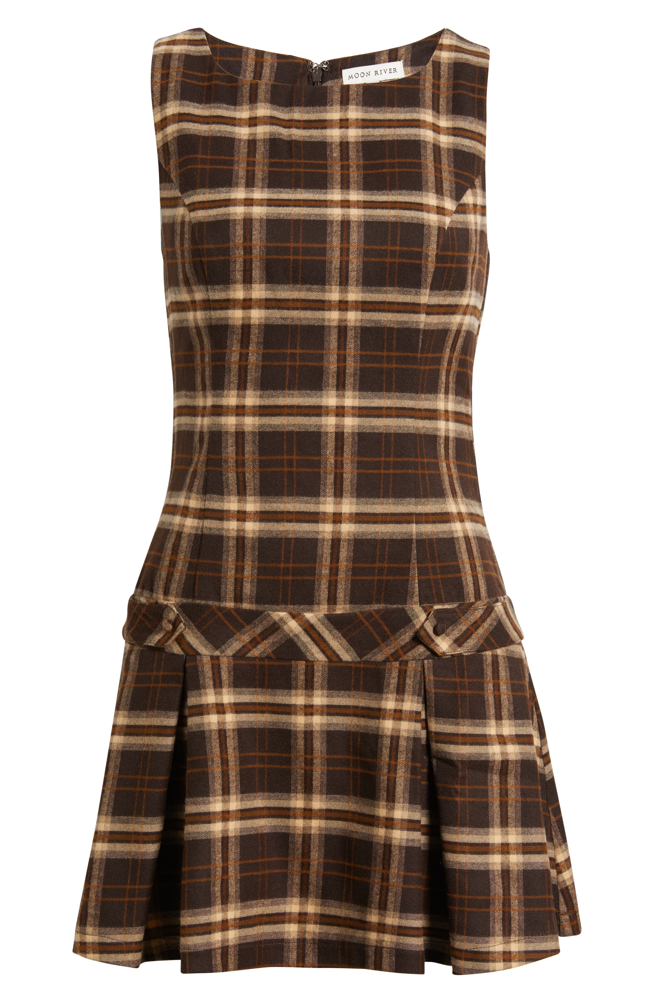 MOON RIVER Plaid Sleeveless Minidress (Women)