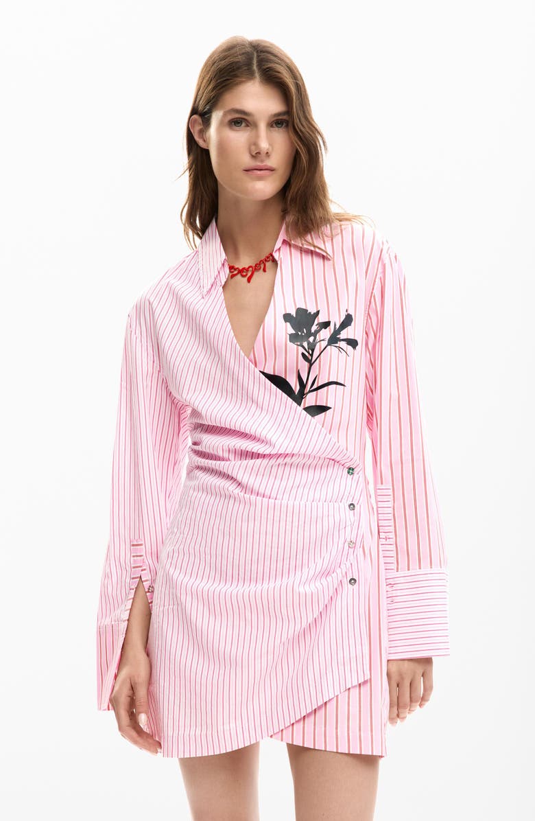Desigual Long Sleeve Stripe Poplin Shirtdress, Alternate, color, 