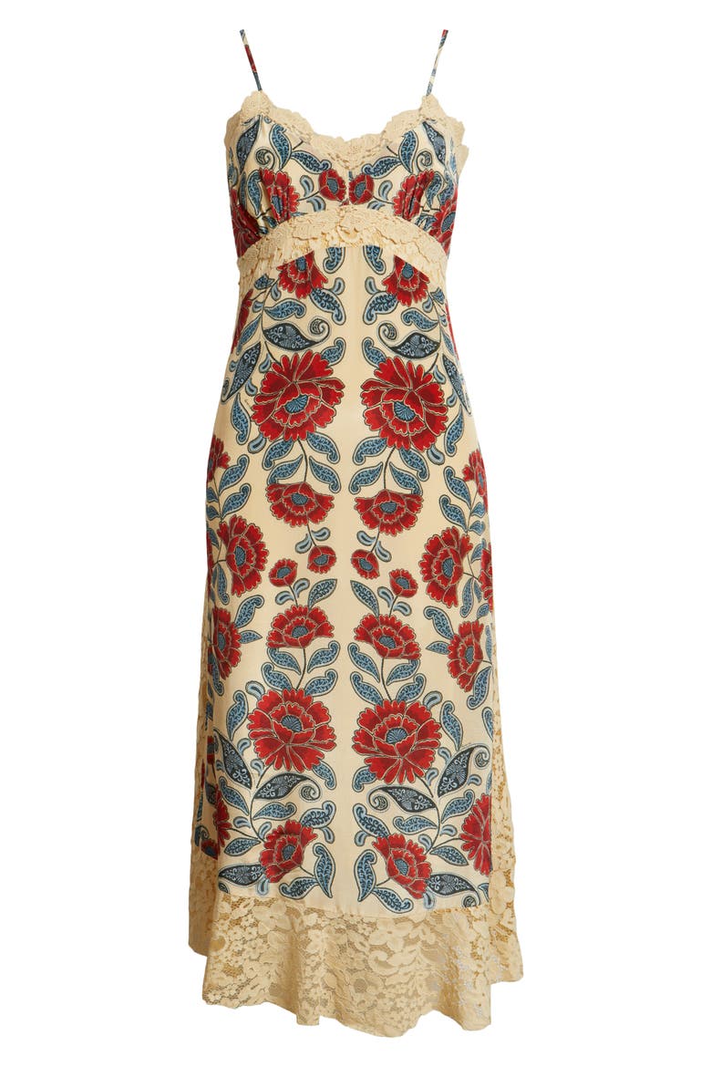 francesca sand lace detail floral dress Sand Francesca Midi Dress