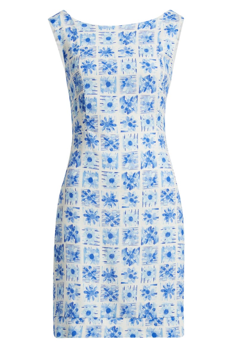 Tile Floral Print Sheath Dress, Alternate, color, BLUE