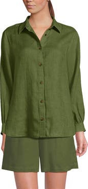 Lands' End Linen Long Sleeve Feminine Shirt