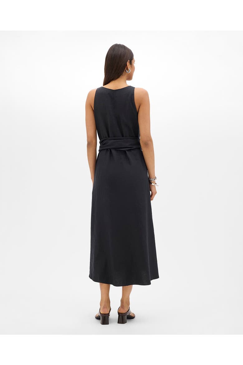 Sarong Linen Dress, Alternate, color, Black