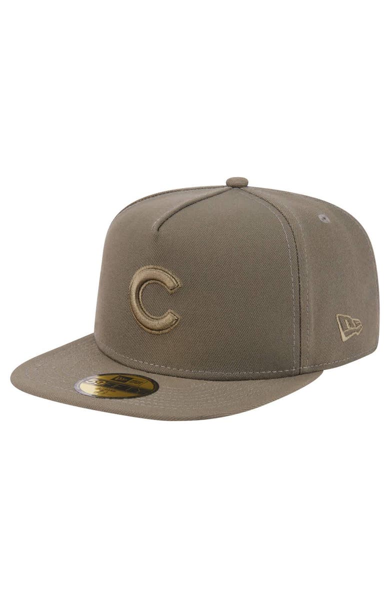 New Era Men's New Era Olive Chicago Cubs Color Pack A-Frame 59FIFTY Fitted Hat, Main, color, 