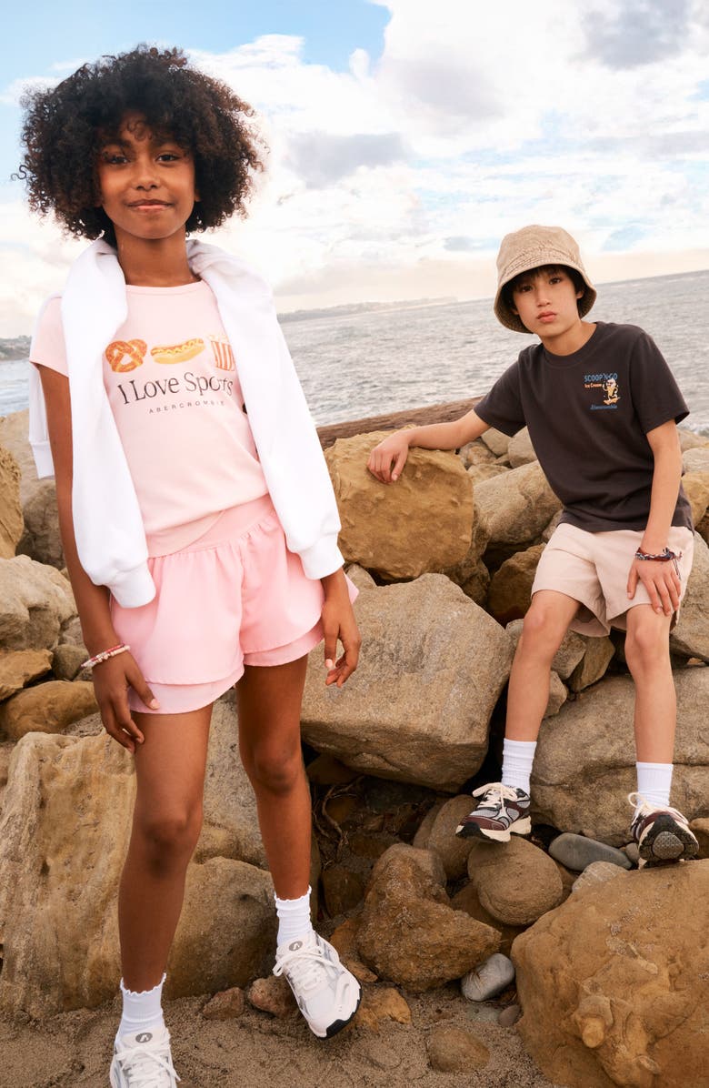 abercrombie kids Kids' I Love Sports Rib Graphic T-Shirt, Alternate, color, Chalk Pink