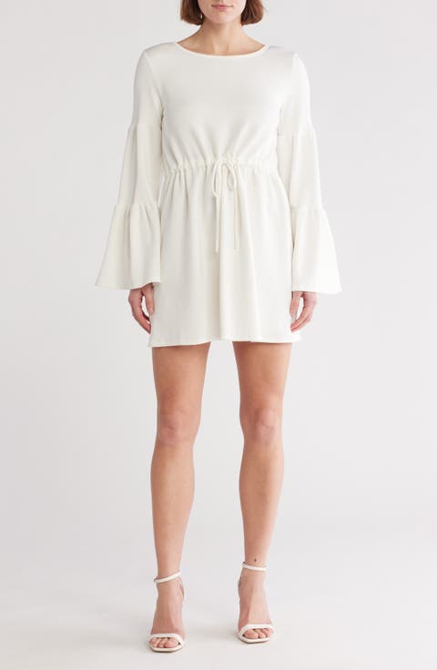 Boat Neck Bell Sleeve Minidress