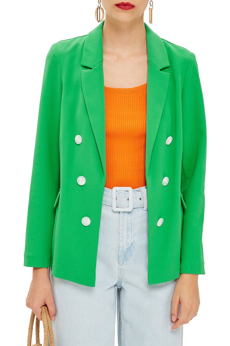 Bonded Double Breasted Jacket, Main, color, GREEN